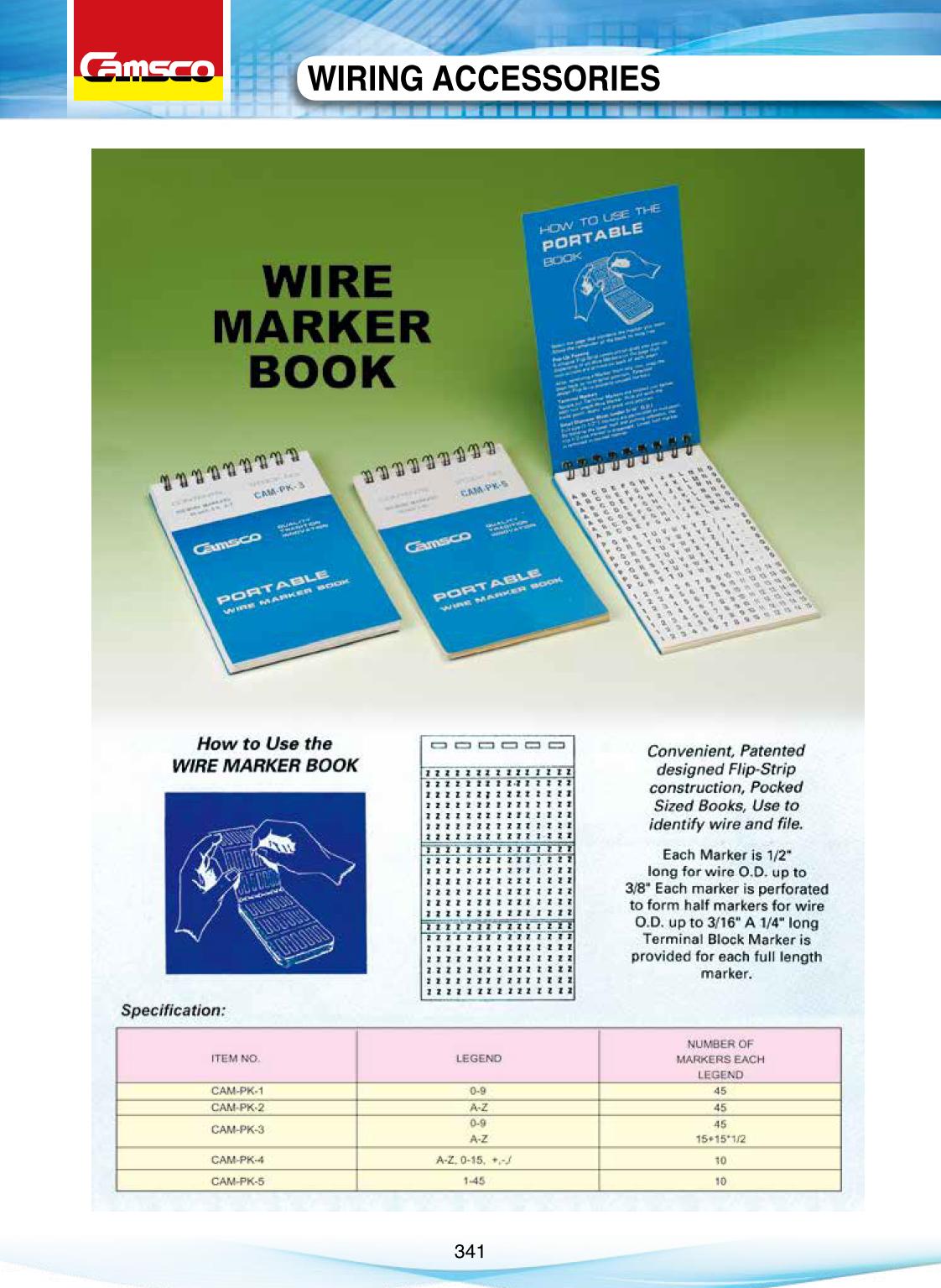 Camsco Wire Marker Book